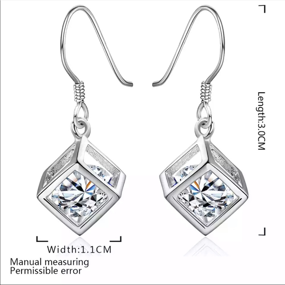 Geometric  Drop Earrings Zircon Earrings New - Picture 6 of 6